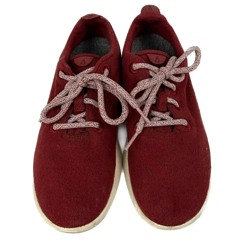 Allbirds Burgundy Red Merino Wool Runners Tuke Jo Shoes - Size 8